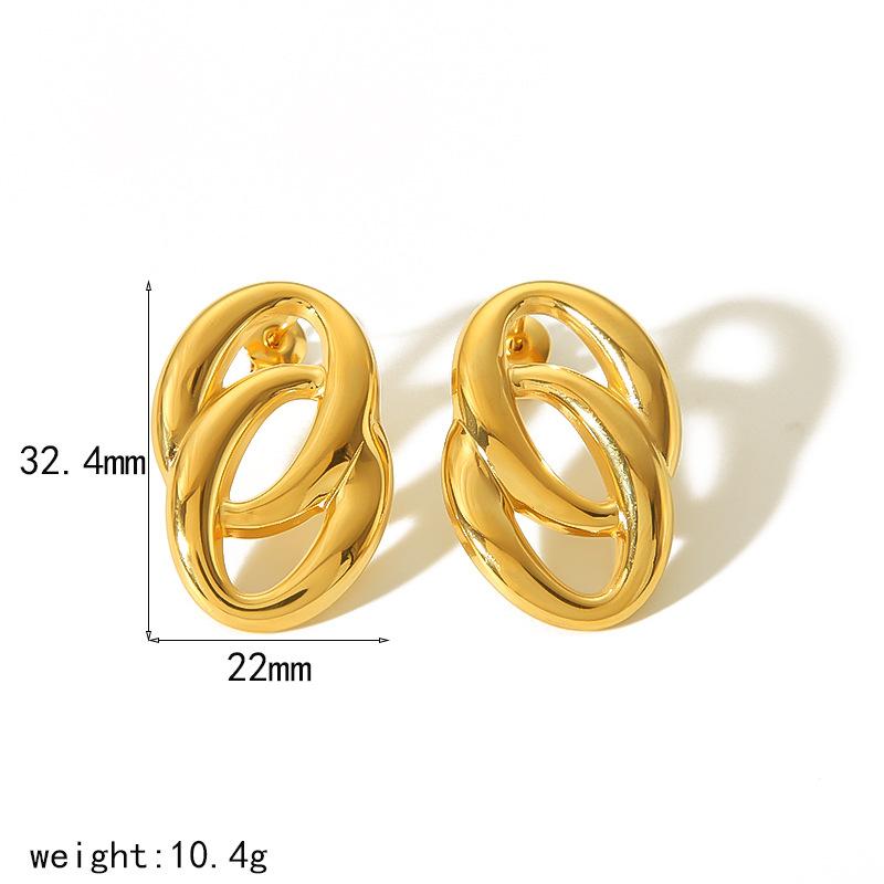 New 18k gold stainless steel earrings niche high-end O-shaped double rings do not fade titanium steel earrings 18K
New 18k gold stainless steel earrings niche high-end O-shaped double rings do not fade titanium steel earrings 18K