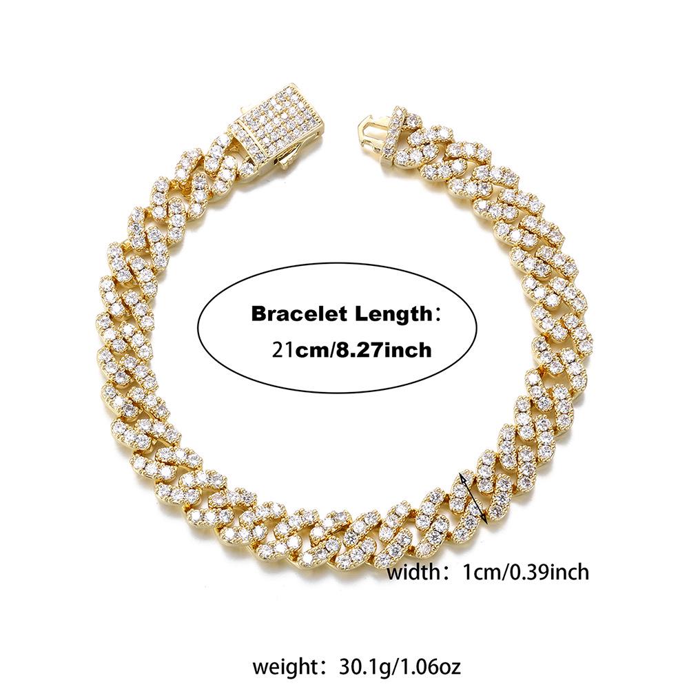 18k Gold Rhombus Cuban Bracelet - Hip Hop Full Diamond Chain for Men, European & American Style Jewelry.
18k Gold Rhombus Cuban Bracelet - Hip Hop Full Diamond Chain for Men, European & American Style Jewelry.