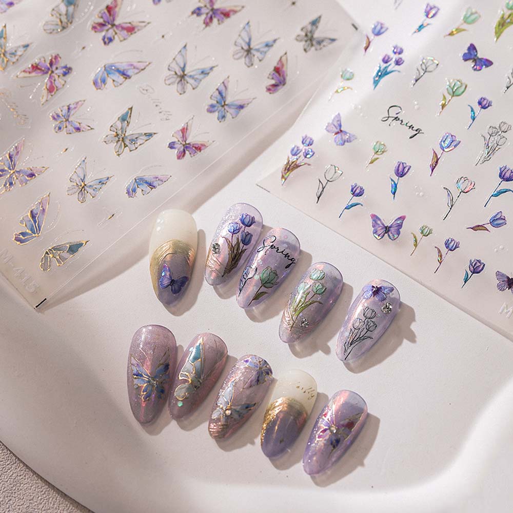 Butterfly Flower Nail Decals Leaves Butterfly Nail Stickers Flower Nail Decorations Summer StyleD
Butterfly Flower Nail Decals Leaves Butterfly Nail Stickers Flower Nail Decorations Summer StyleD