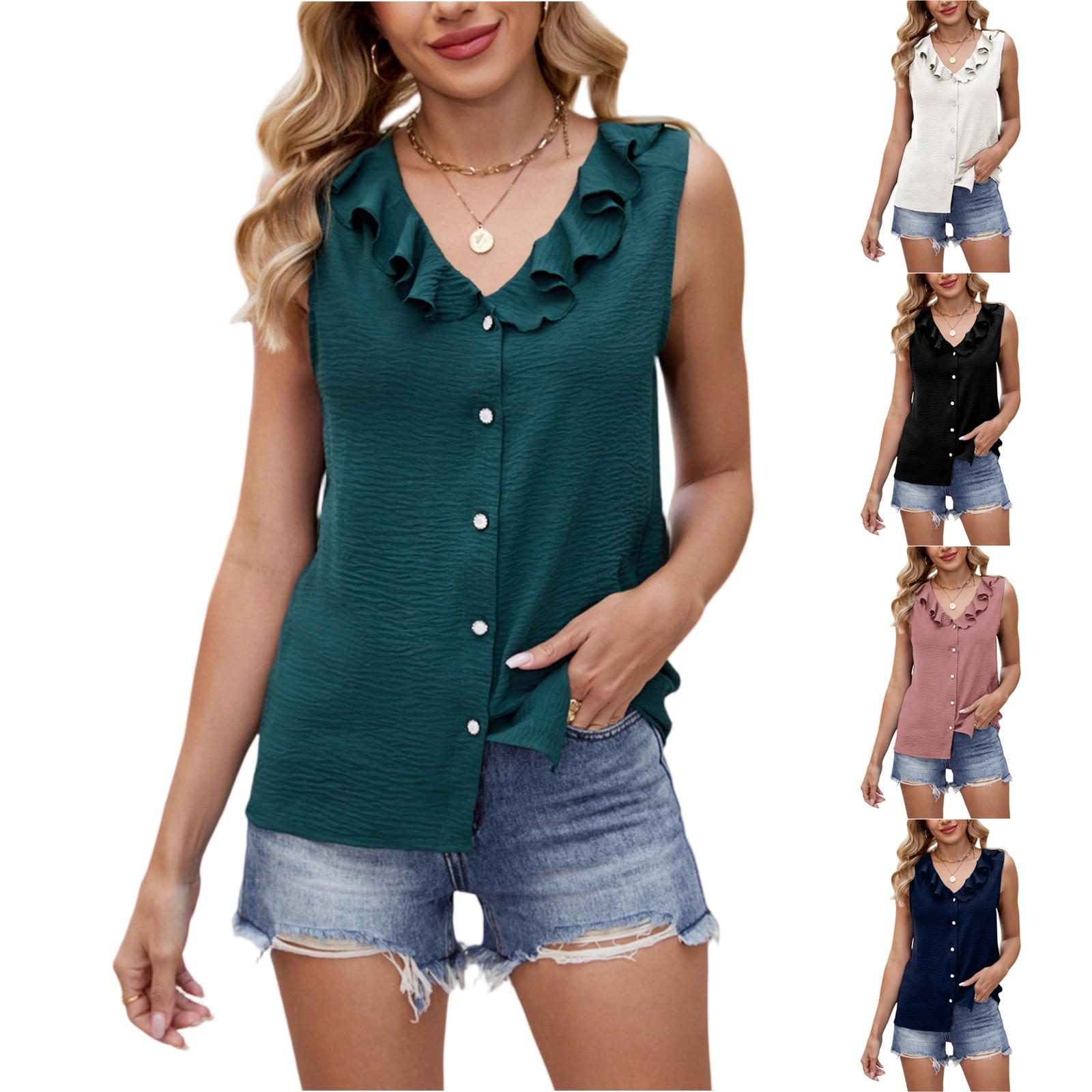 Women s Fashionable Solid Volor V Neck Sleeveless Button Down Casual Loose Shirt Vest Top XXL чорний
Women s Fashionable Solid Volor V Neck Sleeveless Button Down Casual Loose Shirt Vest Top XXL чорний