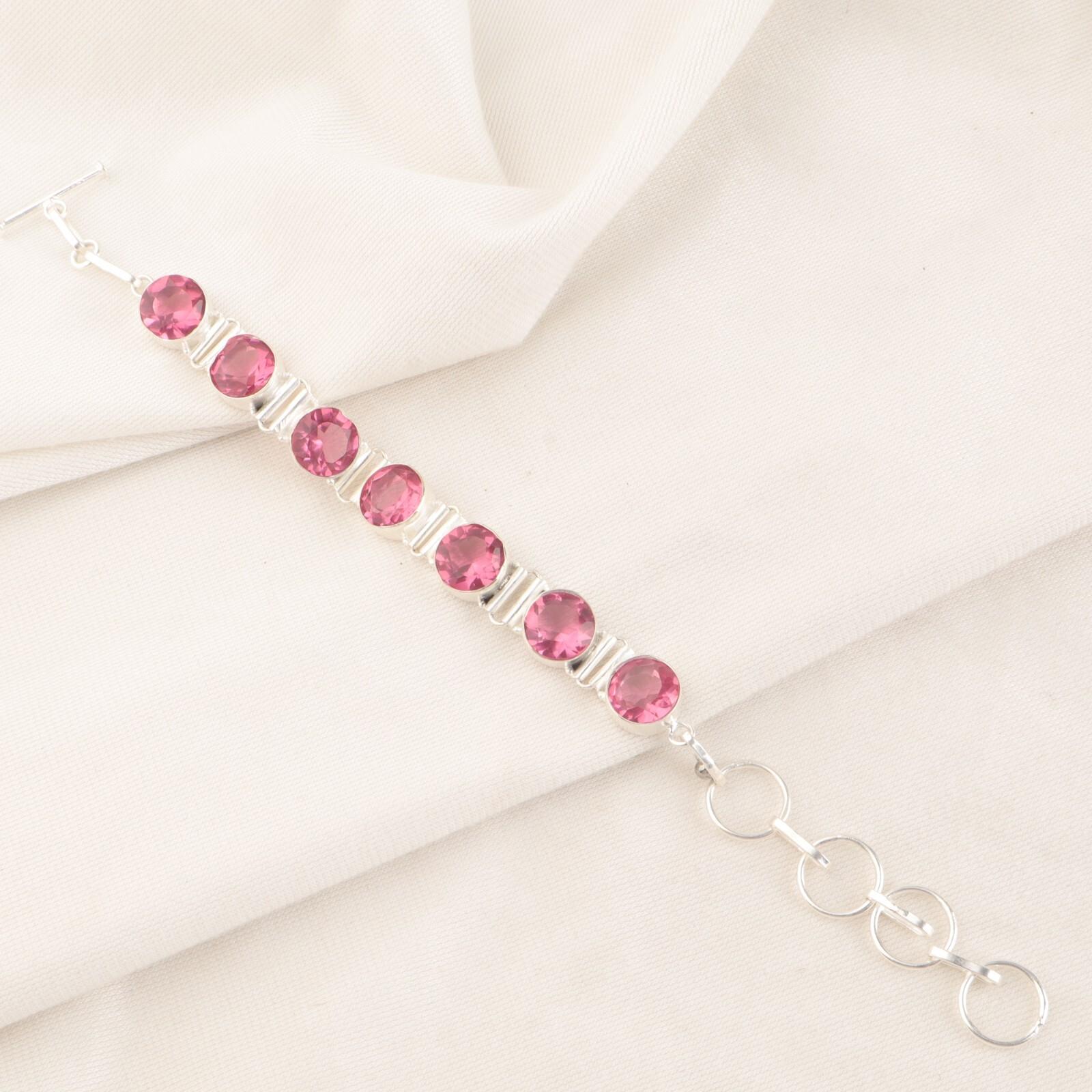 Rare Pink Tourmaline Gemstone 925 Sterling Silver Jewelry Partywear Bracelet 9 RB-7-20
Rare Pink Tourmaline Gemstone 925 Sterling Silver Jewelry Partywear Bracelet 9 RB-7-20