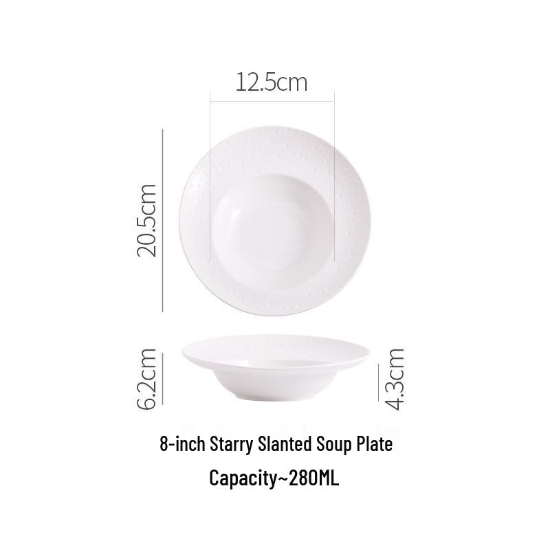 Creative Ceramic French Soup/Salad Plate with Meteorite Pattern and Slanted Rim - High-End Western Tableware for Hotels and Restaurants
Creative Ceramic French Soup/Salad Plate with Meteorite Pattern and Slanted Rim - High-End Western Tableware for Hotels and Restaurants