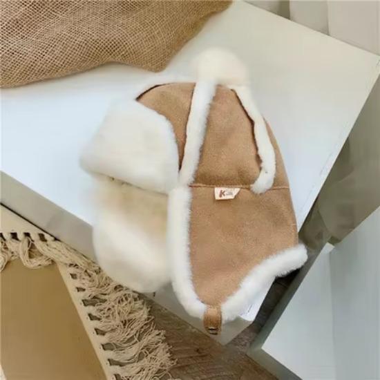 Детская зимняя шапка из искусственного меха для девочек и мальчиков, плюшевая детская лыжная шапка с ушами, ветрозащитный капор для младенцев, детская шапочка для детей 1-4 года M