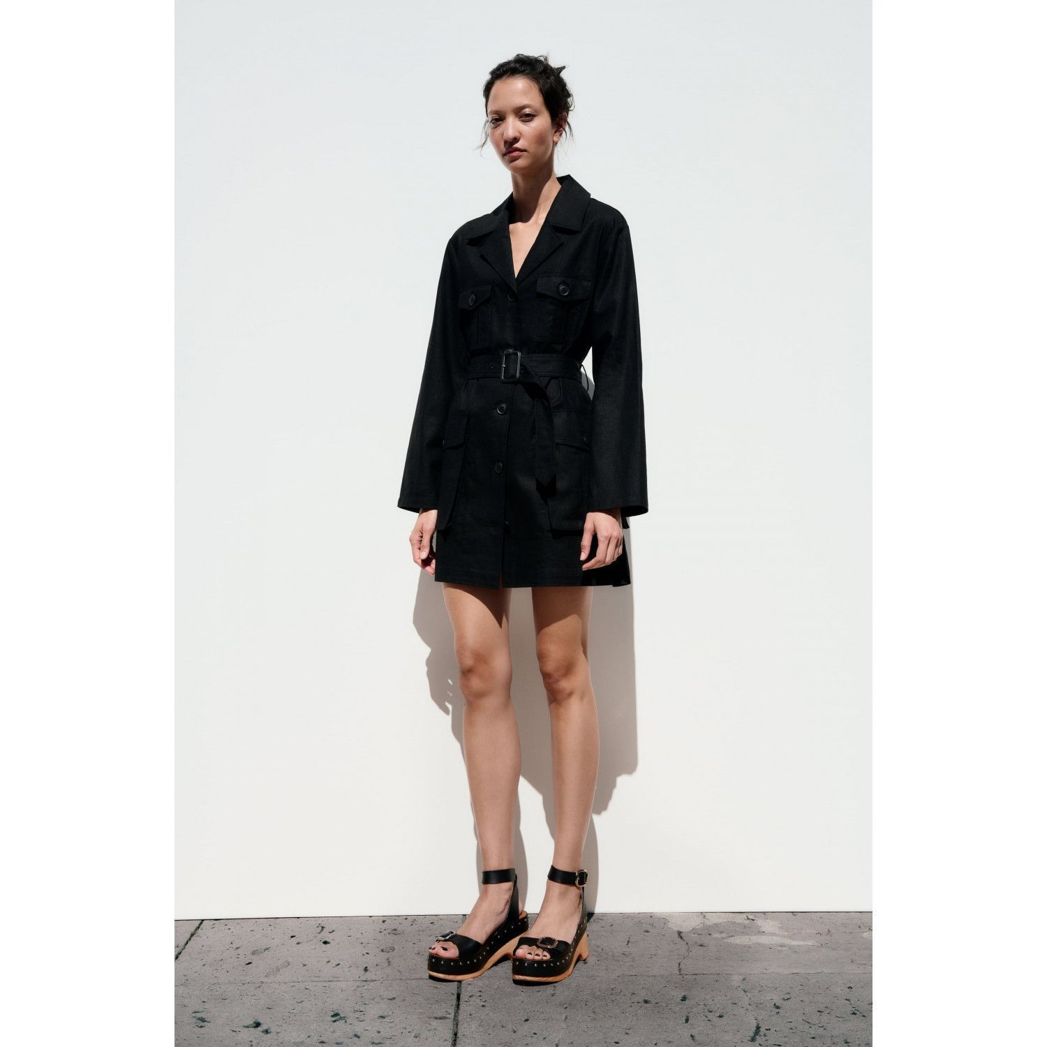 BELTED LINEN BLEND JACKET 
BELTED LINEN BLEND JACKET