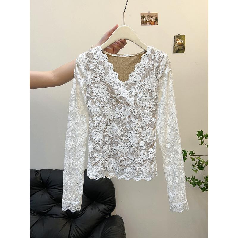 White Lace Strap Long Sleeve Cropped Slim-Fit Blouse for Women Medium брудно-білий
White Lace Strap Long Sleeve Cropped Slim-Fit Blouse for Women Medium брудно-білий