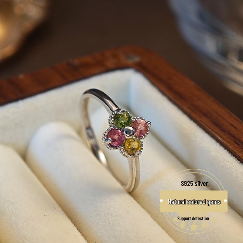Candy Color Four-Leaf Clover Tourmaline Gemstone Ring in 925 Silver - TikTok Live Favorite Adjustable Open Size серебряный
Candy Color Four-Leaf Clover Tourmaline Gemstone Ring in 925 Silver - TikTok Live Favorite Adjustable Open Size серебряный