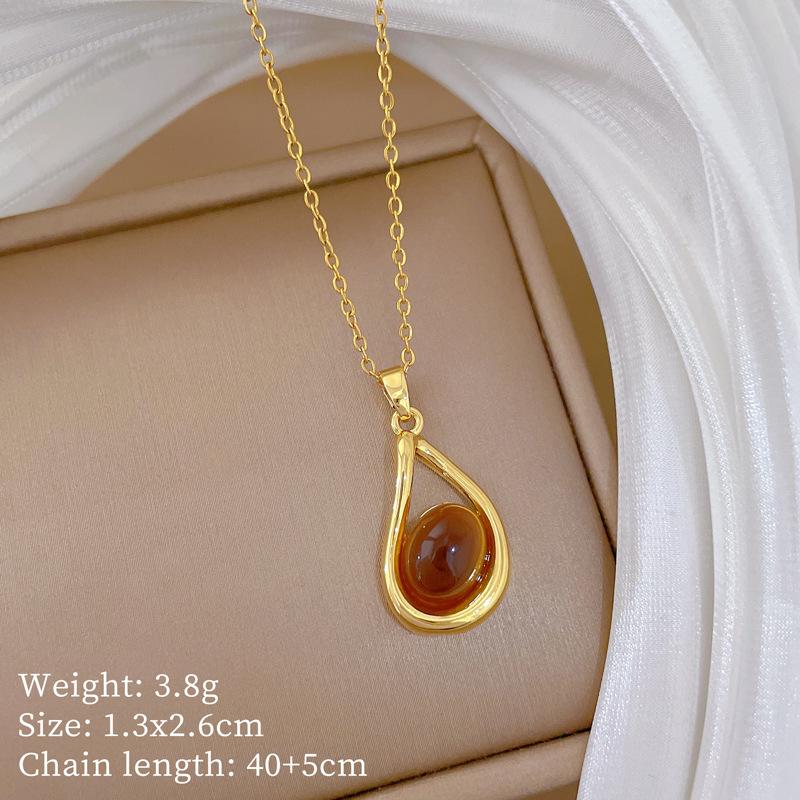 Simple Amber Stone Irregular Geometric Pendant Necklace for Women Stainless Steel Chain Vintage Accessories Jewelry Gifts
Simple Amber Stone Irregular Geometric Pendant Necklace for Women Stainless Steel Chain Vintage Accessories Jewelry Gifts