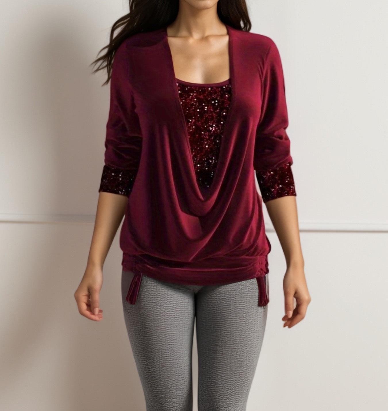 Женский топ с длинными рукавами, пайетками и отложным воротником, осень/зима 2024 года — свободный плиссированный искусственный двухкомпонентный дизайн 2XL
Женский топ с длинными рукавами, пайетками и отложным воротником, осень/зима 2024 года — свободный плиссированный искусственный двухкомпонентный дизайн 2XL