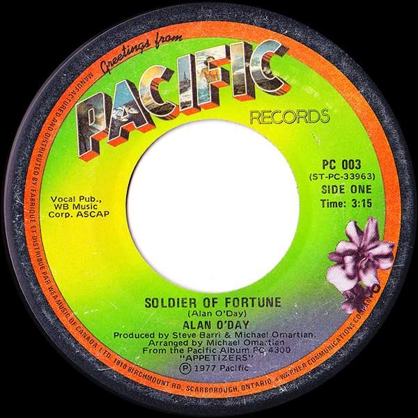7inch Record ALAN O DAY - Soldier Of Fortune / Slot Machine PC003 Pacific Records 1977 Canada Pop Used
7inch Record ALAN O DAY - Soldier Of Fortune / Slot Machine PC003 Pacific Records 1977 Canada Pop Used