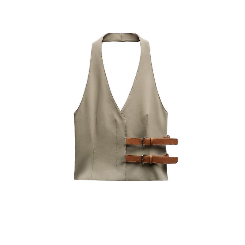 Spring New French style Design With Belt Halter Collar Vest Style Top 1255882 Pleated Pants 4391412 Vest L
Spring New French style Design With Belt Halter Collar Vest Style Top 1255882 Pleated Pants 4391412 Vest L