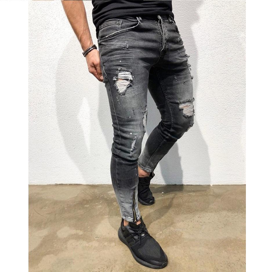 Men s Fashion Piercing Youth Clothing Foot Zipper Elastic Small Foot Men s Jeans XS чорний
Men s Fashion Piercing Youth Clothing Foot Zipper Elastic Small Foot Men s Jeans XS чорний