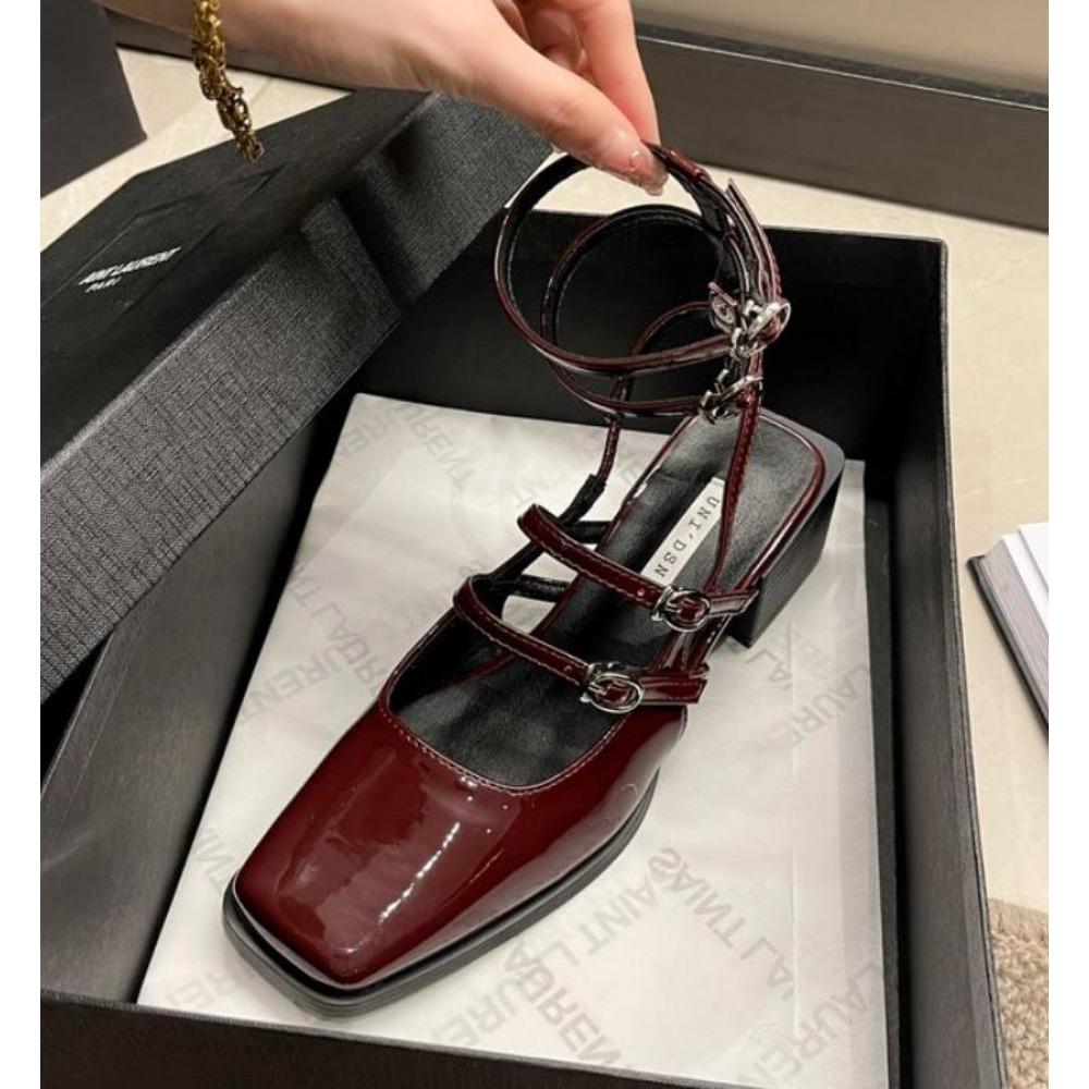 Fashion Designer Faux Patent Finish High-heel Shoes with Straps Slingback Fashion Pumps for Women Mary Jane Lovey Square Toe Block Pumps 40
Fashion Designer Faux Patent Finish High-heel Shoes with Straps Slingback Fashion Pumps for Women Mary Jane Lovey Square Toe Block Pumps 40
