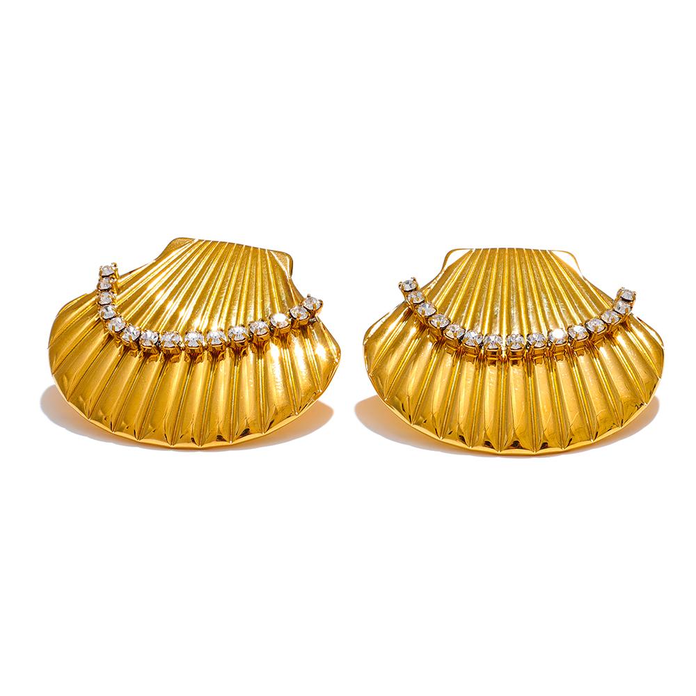 Yhpup Stainless Steel Ocean Shell 18k Gold Color PVD Waterproof Metal Stud Earrings with Zircon Summer Holiday Stylish Jewelry
Yhpup Stainless Steel Ocean Shell 18k Gold Color PVD Waterproof Metal Stud Earrings with Zircon Summer Holiday Stylish Jewelry