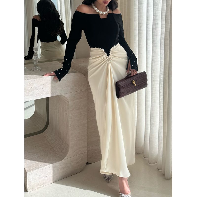 European, American, and Middle Eastern Women s Fashion for Foreign Trade, Independent Website Amazon Elegant Bodycon Color-Blocked Pearl Dress Black and White S
European, American, and Middle Eastern Women s Fashion for Foreign Trade, Independent Website Amazon Elegant Bodycon Color-Blocked Pearl Dress Black and White S