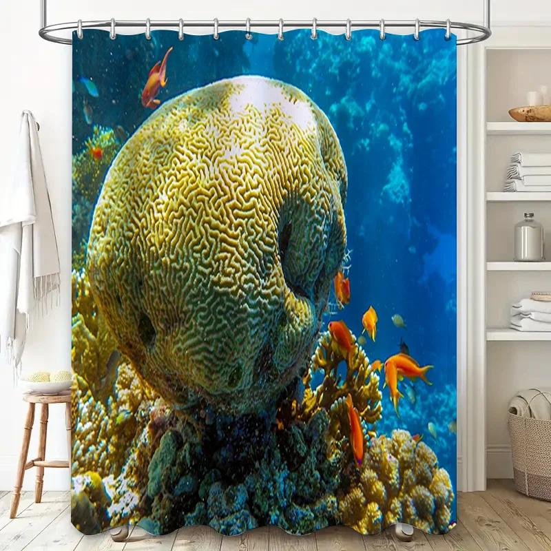 Ocean Life Underwater Scene Shower Curtain With Coral And Fish Printed Fabric Home Decor Waterproof Bath Mat Set For Bathroom De W60H190(CM)-1 Pcs
Ocean Life Underwater Scene Shower Curtain With Coral And Fish Printed Fabric Home Decor Waterproof Bath Mat Set For Bathroom De W60H190(CM)-1 Pcs