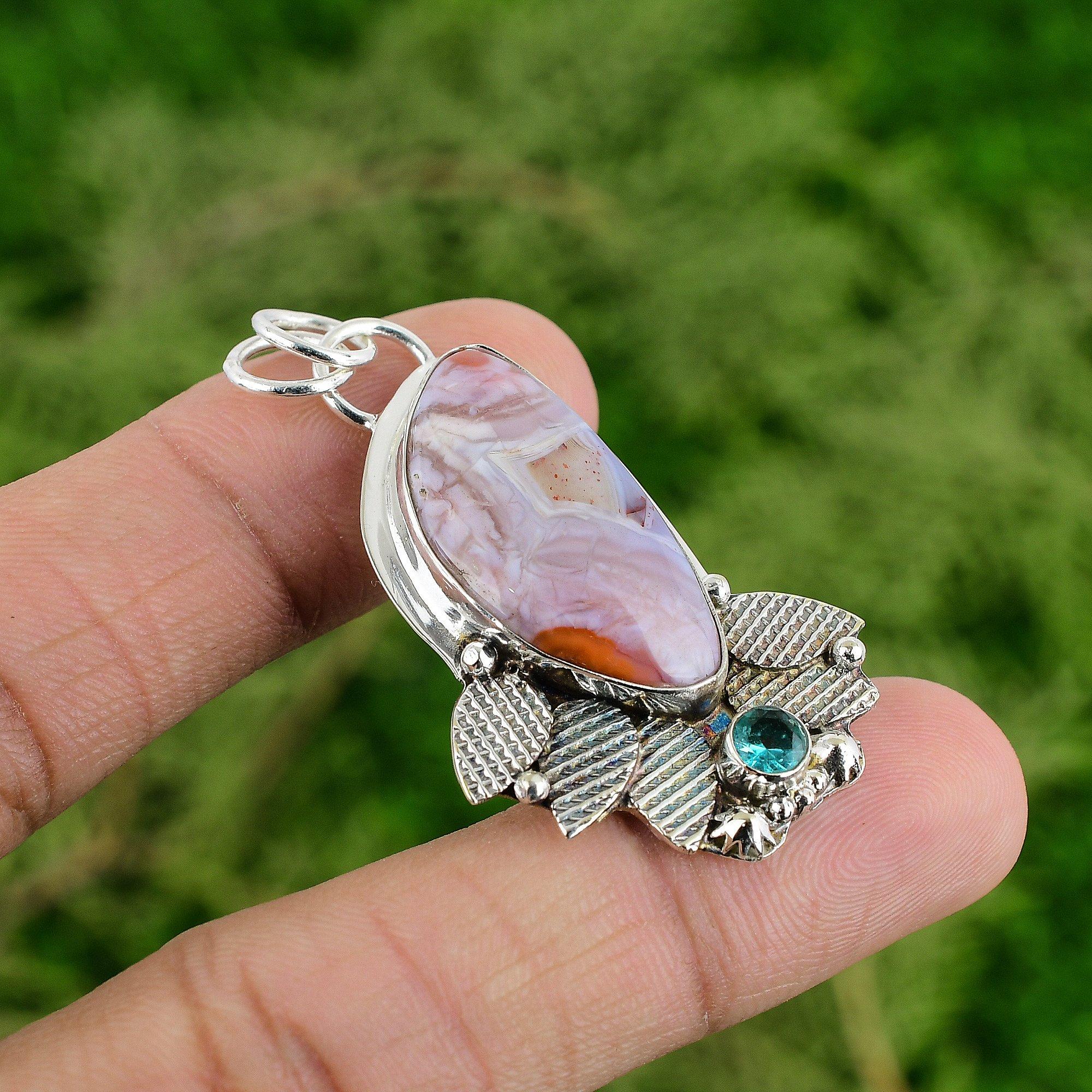 Botswana Agate Gemstone Swiss Blue Topaz Anniversary New Pendant Sterling Silver
Botswana Agate Gemstone Swiss Blue Topaz Anniversary New Pendant Sterling Silver