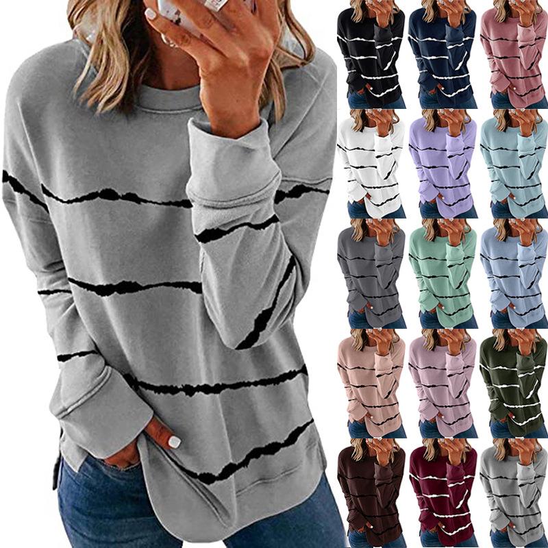 Women s Autumn Round Neck Loose Striped Printed Long Sleeved T-shirt Women s Hoodie S
Women s Autumn Round Neck Loose Striped Printed Long Sleeved T-shirt Women s Hoodie S