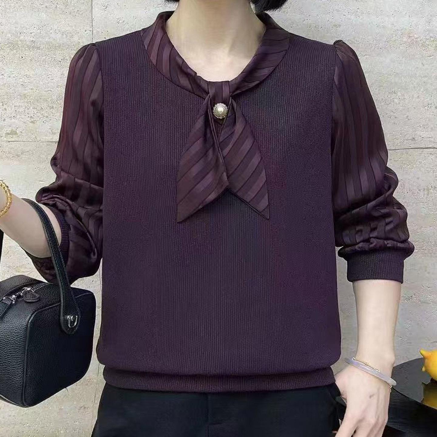 Spring Elegant Ribbon Slimming Round Neck Long Sleeve Top for Middle-Aged and Elderly Women 4XL 66-70 kg фіолетовий
Spring Elegant Ribbon Slimming Round Neck Long Sleeve Top for Middle-Aged and Elderly Women 4XL 66-70 kg фіолетовий