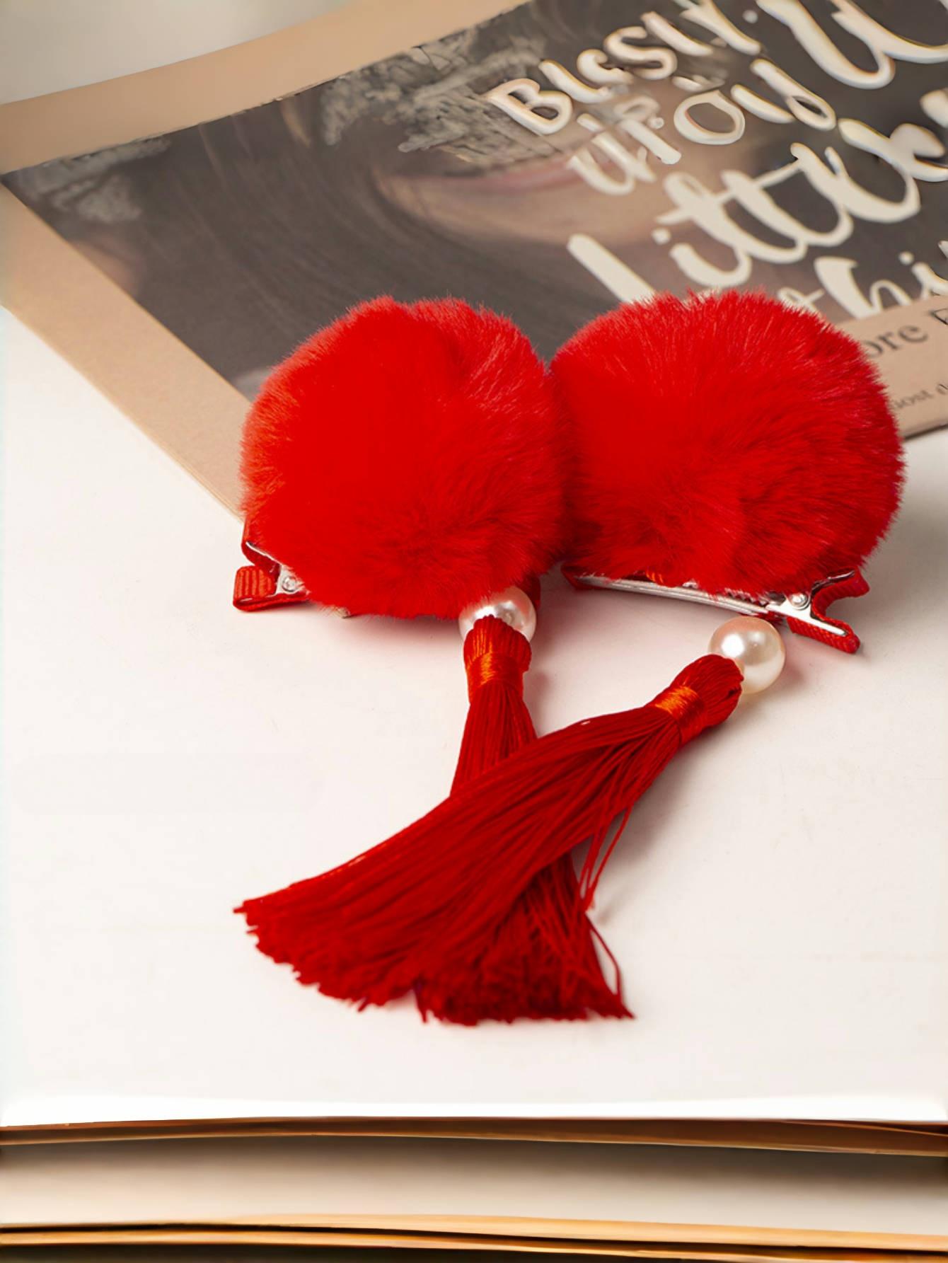 Children s Red hairball clip Girls Hairball fringe hair clip accessories for children
Children s Red hairball clip Girls Hairball fringe hair clip accessories for children