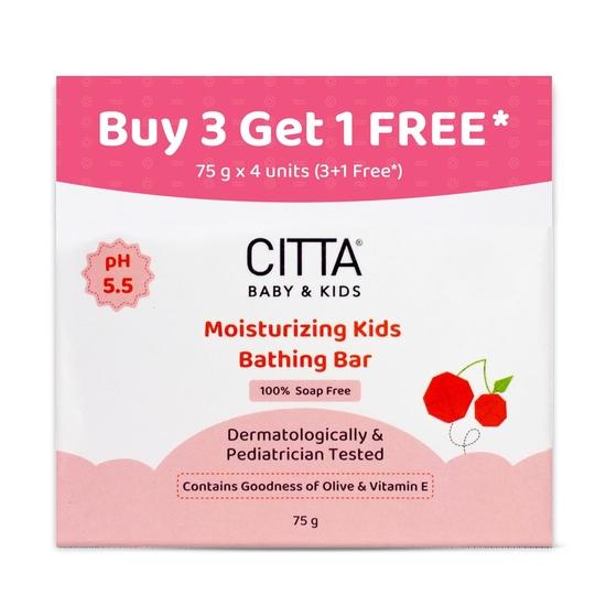 CITTA Moisturizing Kids Bathing Bar for Sensitive Skin | Kids Bathing Bar| pH balanced | Enriched With Olive Oil & Vitamin E | 75 gm | Pack of 4
CITTA Moisturizing Kids Bathing Bar for Sensitive Skin | Kids Bathing Bar| pH balanced | Enriched With Olive Oil & Vitamin E | 75 gm | Pack of 4