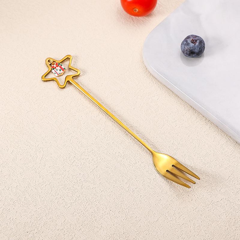 Рождественская десертная ложка вилка нержавеющая сталь мультяшная милая Санта пряничный человечек послеобеденный чай кофейная ложка вилка рождественский подарок