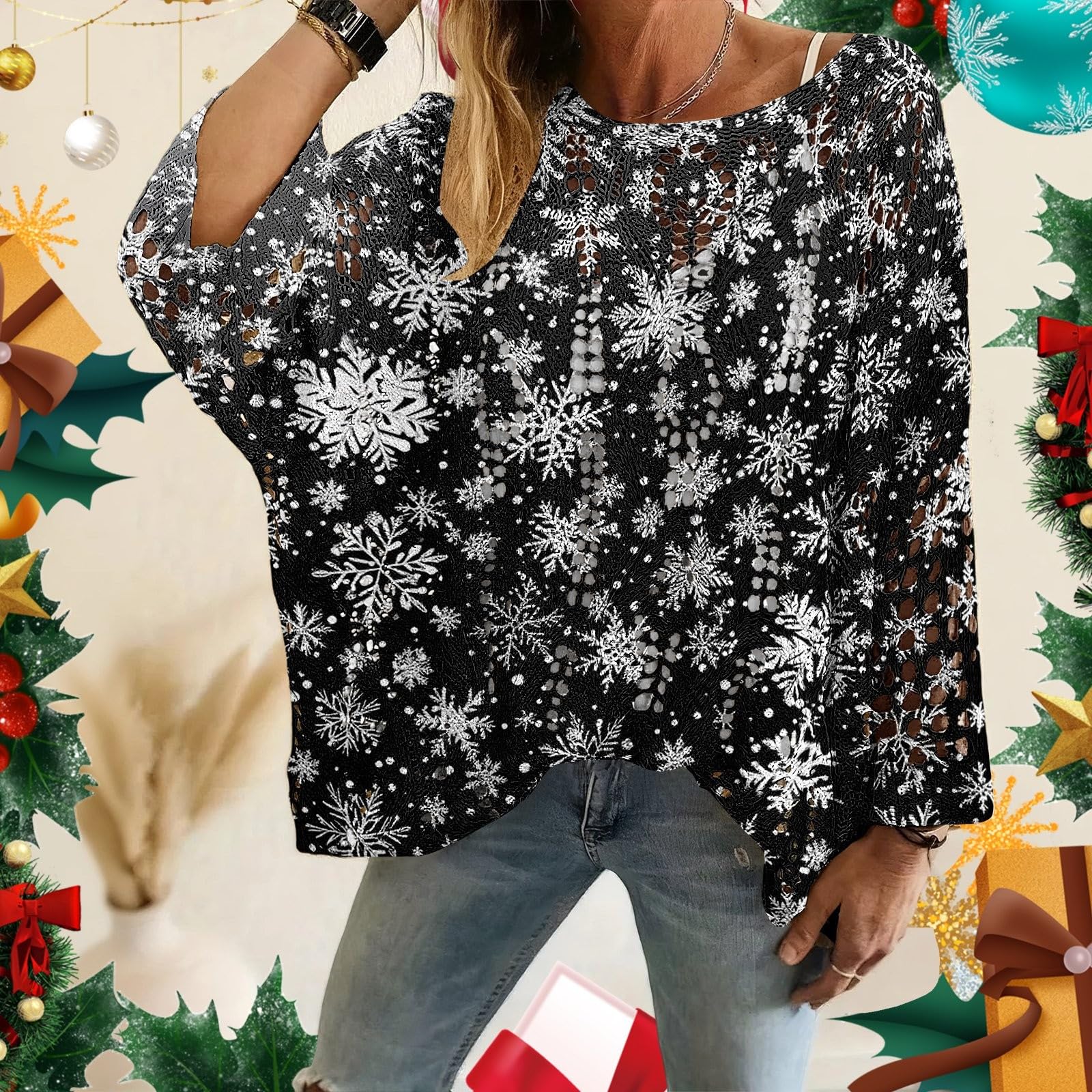 Женский вязаный кардиган свитер с рождественским принтом L чёрный
Женский вязаный кардиган свитер с рождественским принтом L чёрный