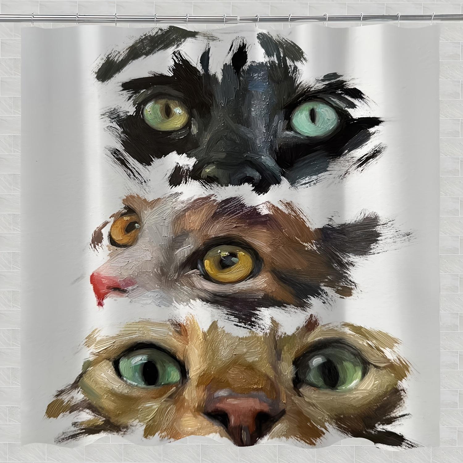 1Pc Cat Art Shower Curtain With Hooks - Adorable Cartoon Cat Design, Digital Printing, Polyester Material, Machine Washable W60H190(CM)-1 Pcs
1Pc Cat Art Shower Curtain With Hooks - Adorable Cartoon Cat Design, Digital Printing, Polyester Material, Machine Washable W60H190(CM)-1 Pcs