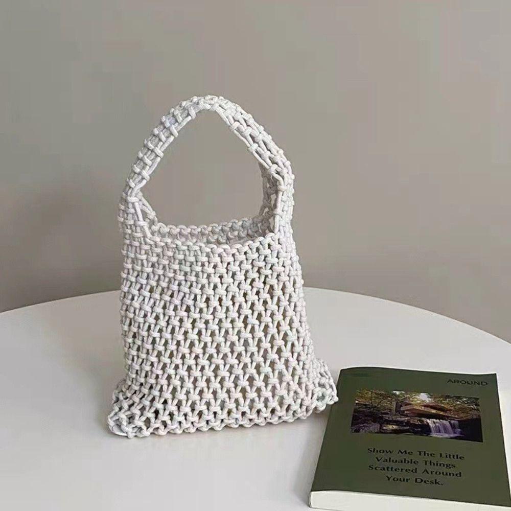 Versatile Knitted Handbag Handmade Hollowout Woven One-shoulder Pouch Colorful Cotton Rope Large Capacity Mommy Bag білий
Versatile Knitted Handbag Handmade Hollowout Woven One-shoulder Pouch Colorful Cotton Rope Large Capacity Mommy Bag білий