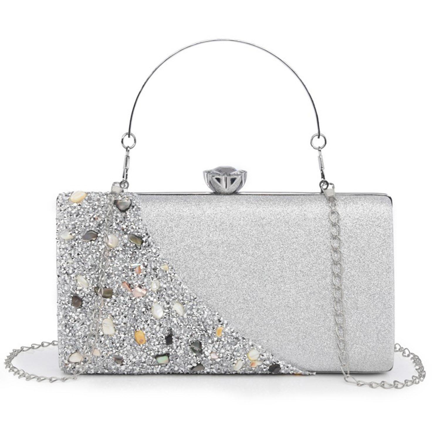 Women s Inlaid rhinestone dinner bag high-end texture evening dress handbag chain strap shoulder bag срібний
Women s Inlaid rhinestone dinner bag high-end texture evening dress handbag chain strap shoulder bag срібний