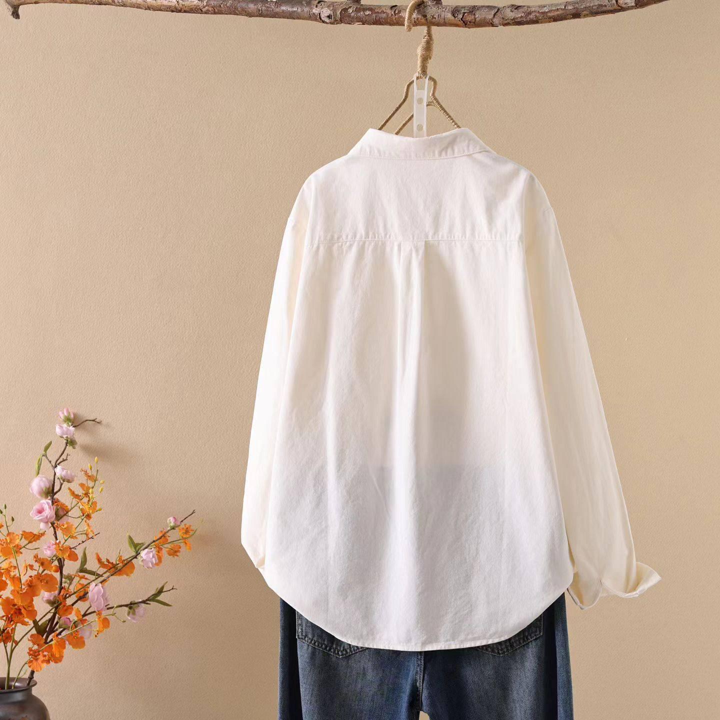 20256 Spring Autumn Loose Twill Brushed Long Sleeve Pure Cotton Shirt S (Recommended 80-109 jin)
20256 Spring Autumn Loose Twill Brushed Long Sleeve Pure Cotton Shirt S (Recommended 80-109 jin)