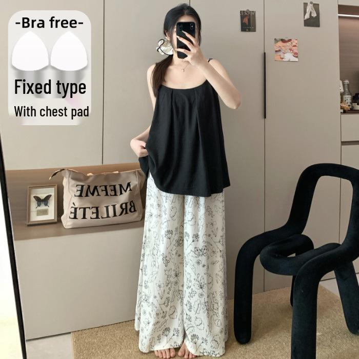 Korean Style Spaghetti Strap Cotton Pajama Set for Women - Summer Fashion Wide Leg Pants, Sweet and Versatile for Home or Outdoors. XL
Korean Style Spaghetti Strap Cotton Pajama Set for Women - Summer Fashion Wide Leg Pants, Sweet and Versatile for Home or Outdoors. XL