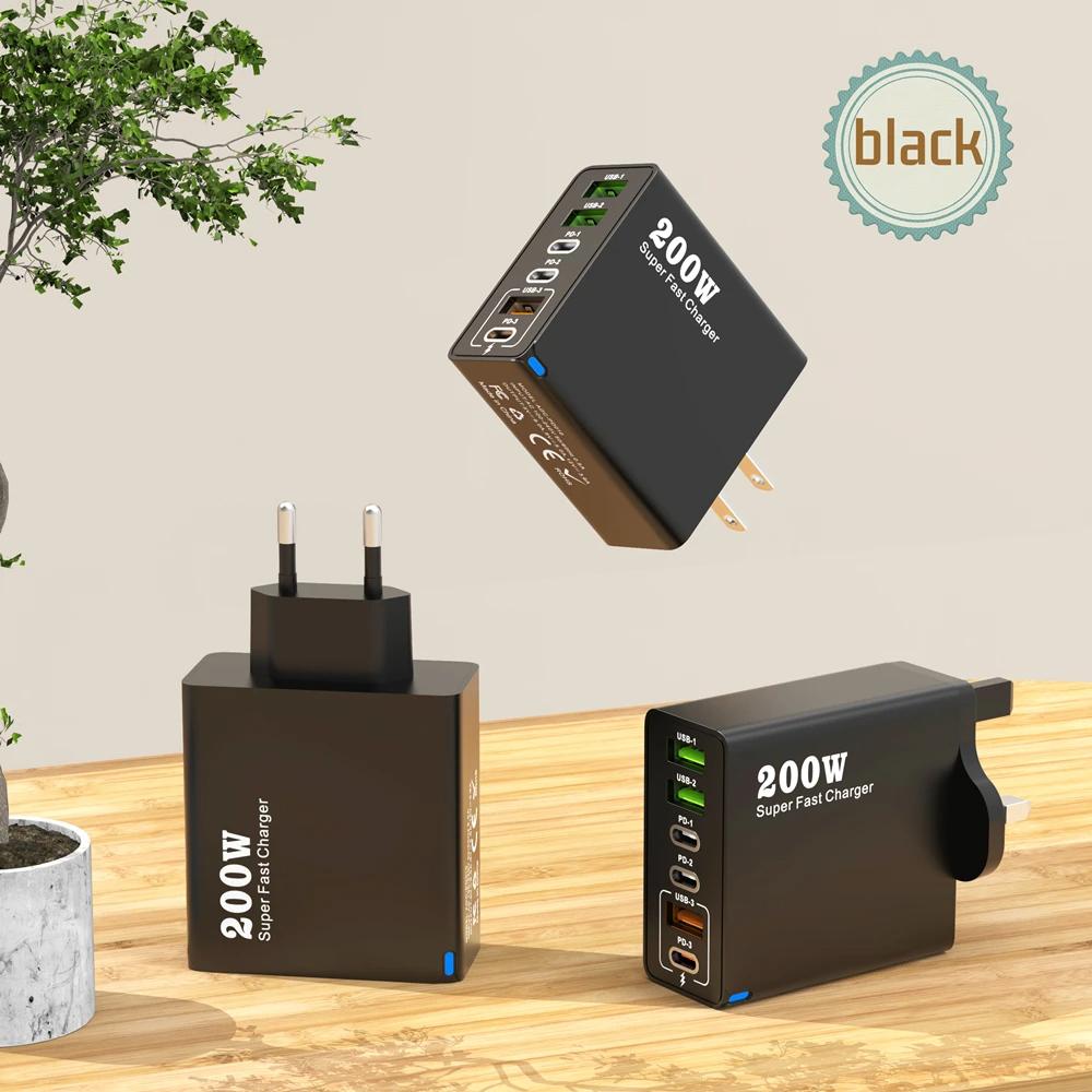 200W USB Type-C Fast Charger 6-Port Charging Fast PD Charger Power EU-Plug Adapter For iPhone 16 15 Galaxy S25 S23 Xiaomi чорний
200W USB Type-C Fast Charger 6-Port Charging Fast PD Charger Power EU-Plug Adapter For iPhone 16 15 Galaxy S25 S23 Xiaomi чорний
