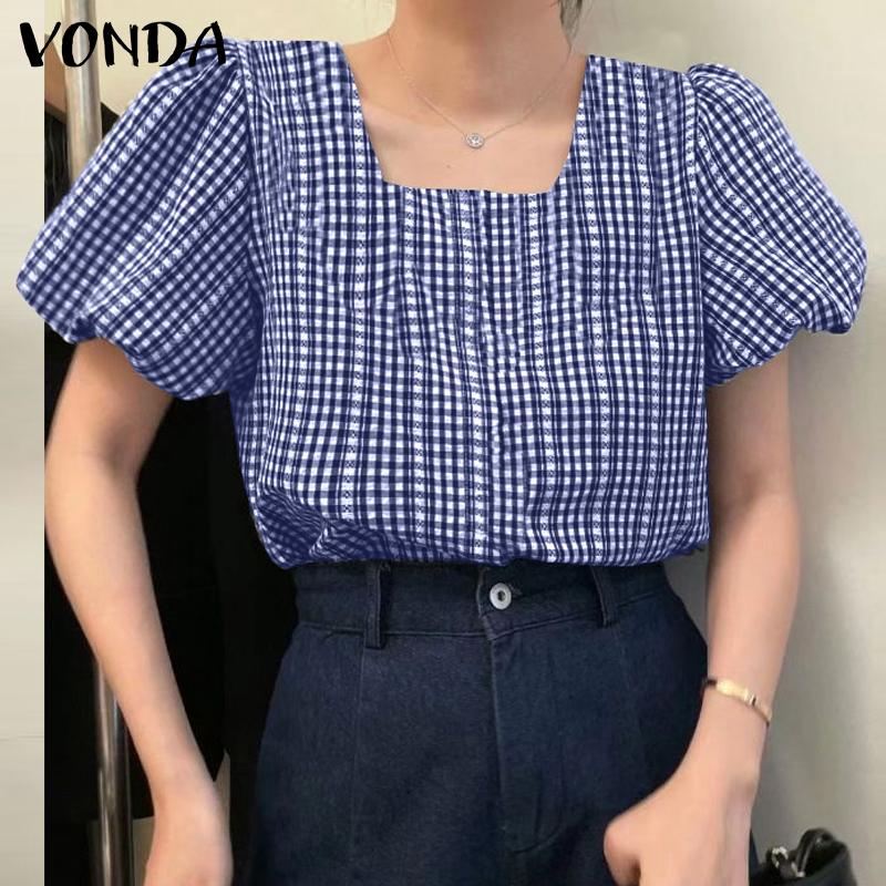 VONDA женская летняя свободная клетчатая блузка с квадратным вырезом и короткими рукавами
VONDA женская летняя свободная клетчатая блузка с квадратным вырезом и короткими рукавами