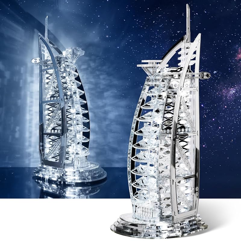 FUNPOLA LED Made of acrylic 3D puzzle 3D puzzle shine Burj Al Arab metal puzzle building model DIY architectural model kit dubai landmarks at night
FUNPOLA LED Made of acrylic 3D puzzle 3D puzzle shine Burj Al Arab metal puzzle building model DIY architectural model kit dubai landmarks at night