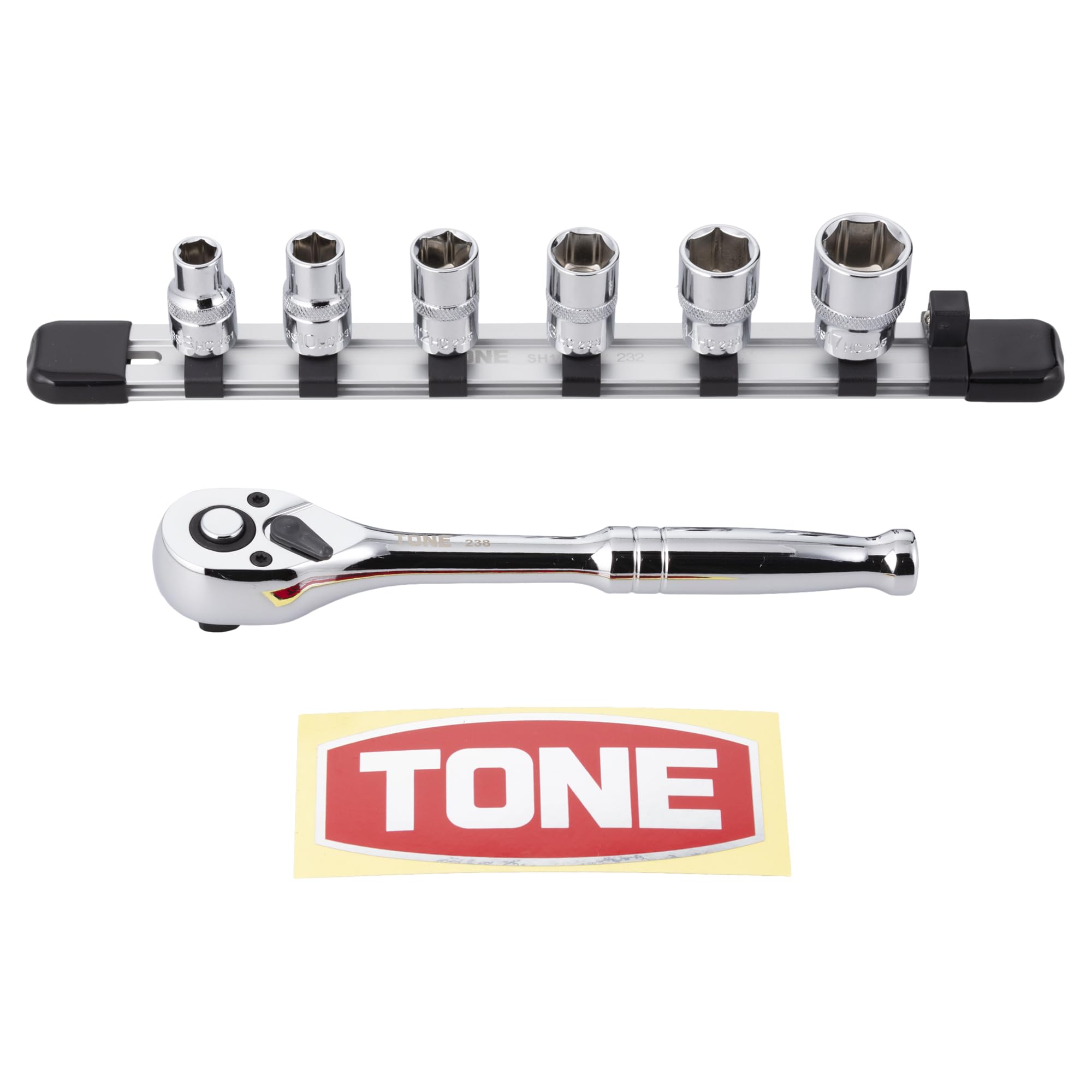 TONE Socket Wrench Set with SHCH3080 Drive angle Contents 7 items (Hexagonal, holder) 9.5mm (3/8 )
TONE Socket Wrench Set with SHCH3080 Drive angle Contents 7 items (Hexagonal, holder) 9.5mm (3/8 )