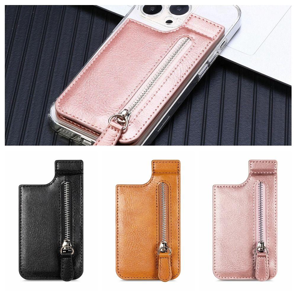 PU Leather Cell Phone Card Slot Holder Adhesive PU Phone Wallet Case Holder Mobile Phone