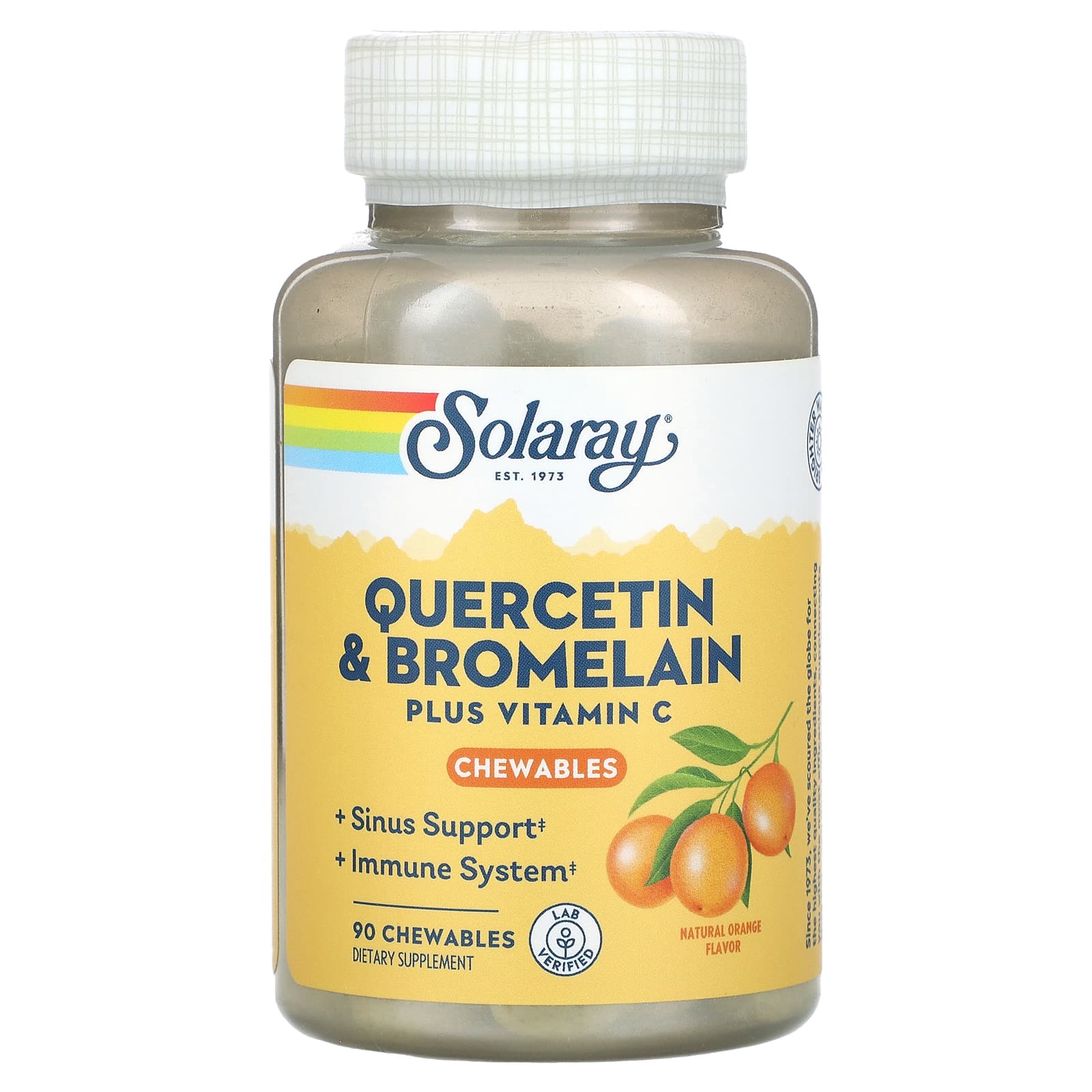 Quercetin & Bromelain Plus Vitamin C Chewable, Natural Orange, 90 Chewable Tablets
Quercetin & Bromelain Plus Vitamin C Chewable, Natural Orange, 90 Chewable Tablets