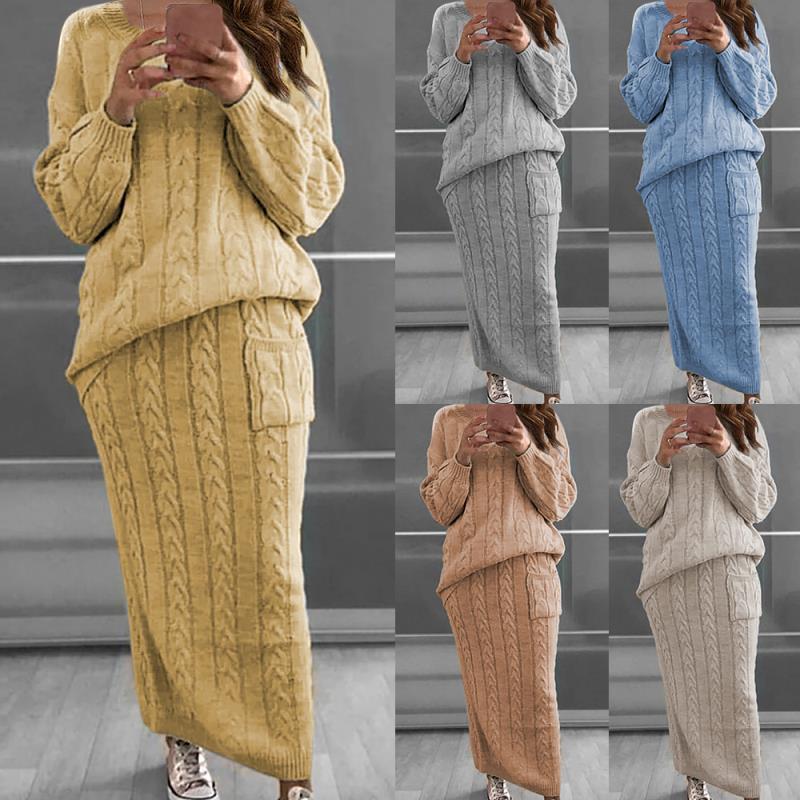 Autumn and winter new women s clothing Europe and the United States fashion twist needle sweater set skirt S хаки
Autumn and winter new women s clothing Europe and the United States fashion twist needle sweater set skirt S хаки