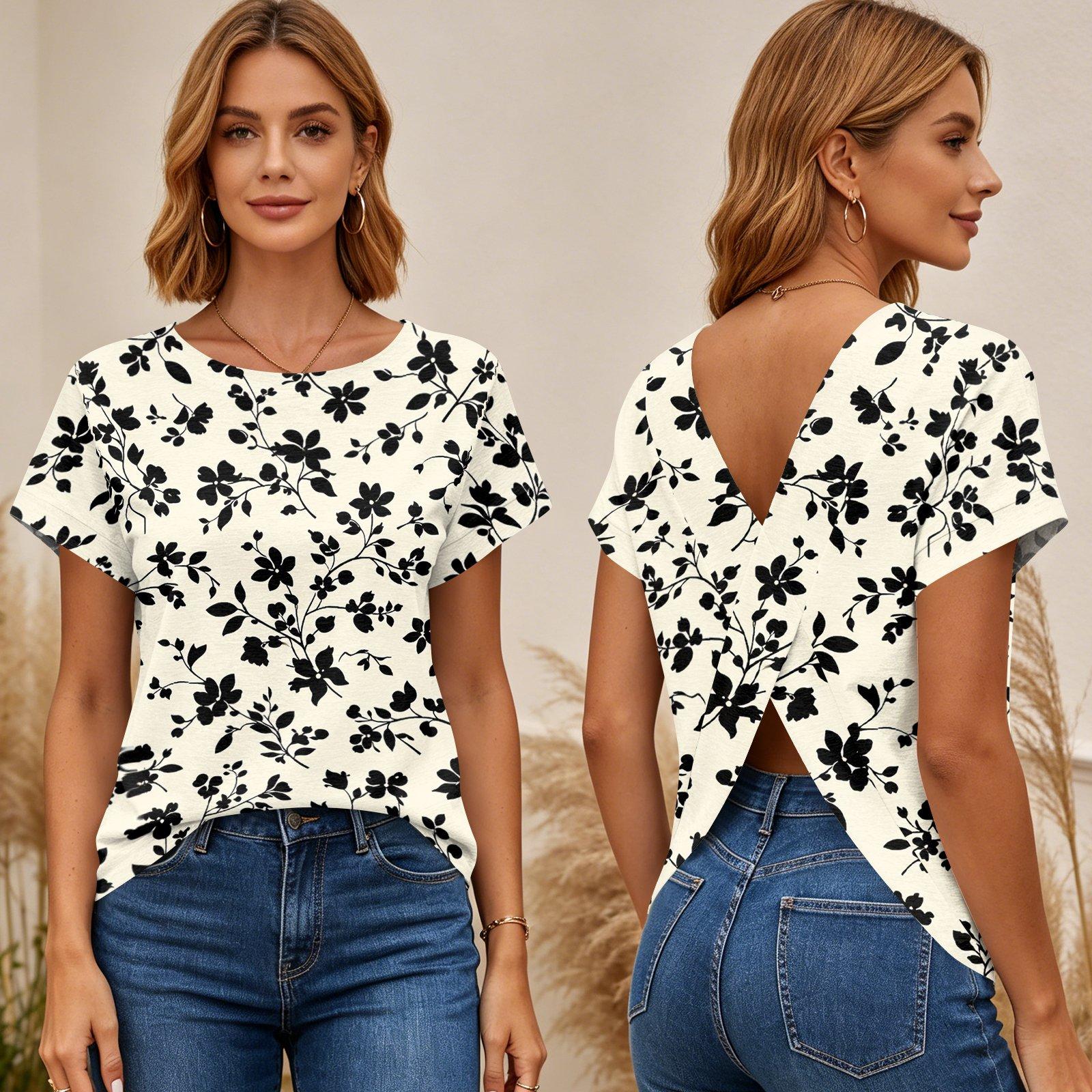 Women s Short Sleeve Floral Print Cross Back T Shirt Top Summer Casual Lightweight Blouse with Open Back Design XXL бежевий
Women s Short Sleeve Floral Print Cross Back T Shirt Top Summer Casual Lightweight Blouse with Open Back Design XXL бежевий