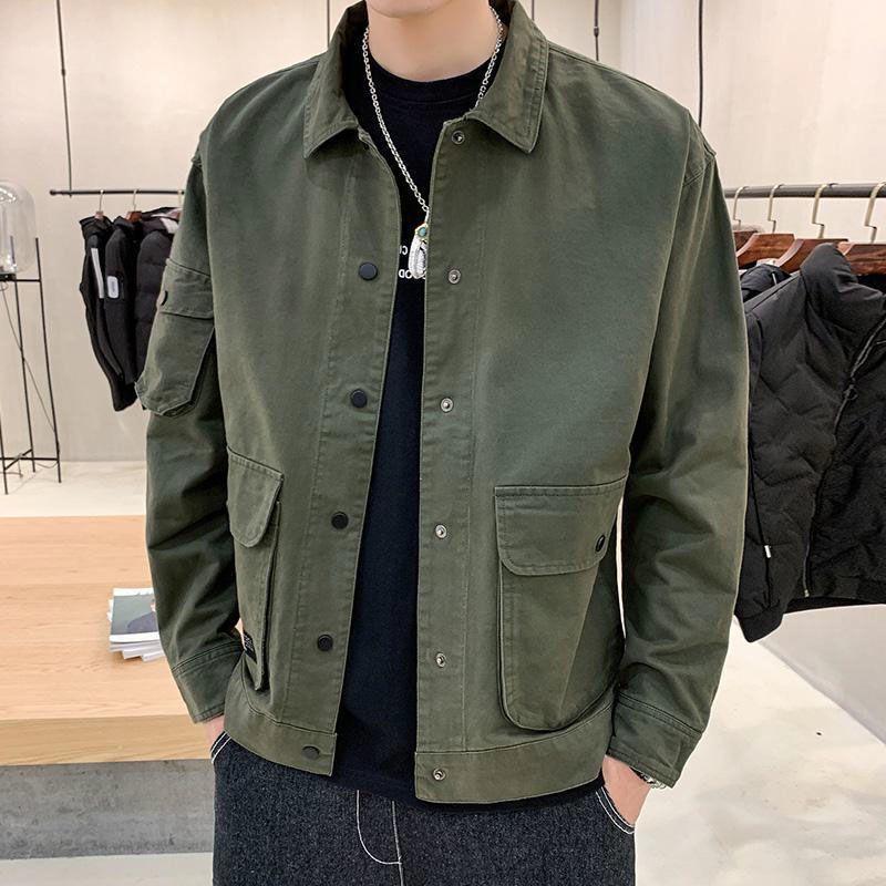 Men s Spring and Autumn Casual Lapel Work Jacket Solid Color Button Multi-pocket Tops XS темно-зелений колір
Men s Spring and Autumn Casual Lapel Work Jacket Solid Color Button Multi-pocket Tops XS темно-зелений колір