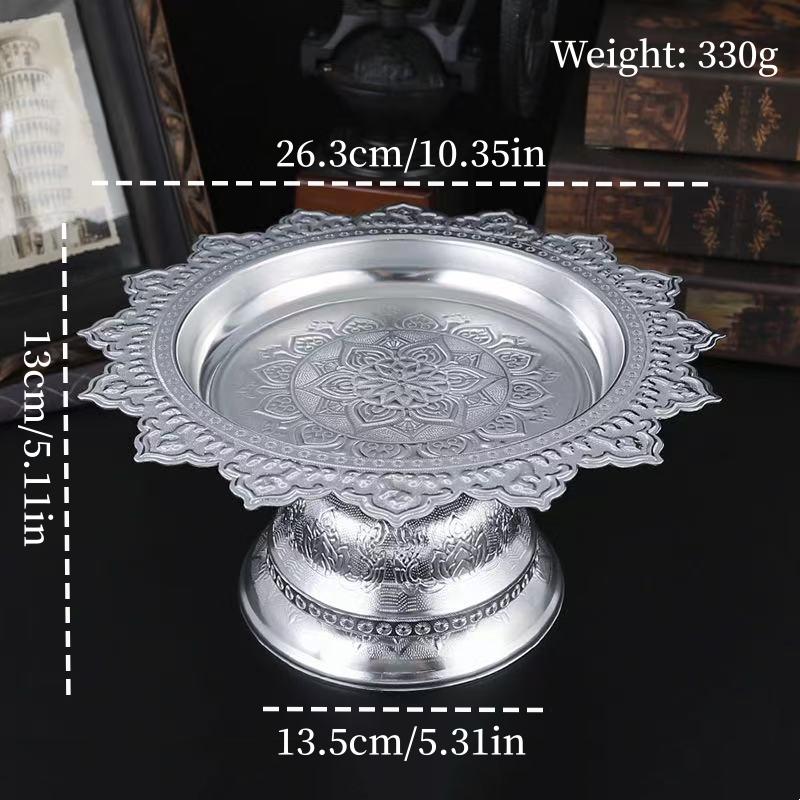 Buddhist-Style Fruit Tray,Alloy Auspicious Engraving Flower Shape Texture Home Cheese Food Plate,Altars Disc Table Decoration
Buddhist-Style Fruit Tray,Alloy Auspicious Engraving Flower Shape Texture Home Cheese Food Plate,Altars Disc Table Decoration
