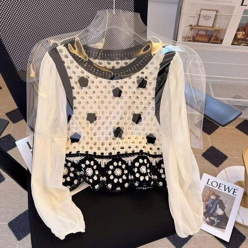 Mesh fake two-piece knitted sweater women s long-sleeved spring and autumn new lace crochet hollow short top 3 Average size - 80-60 kg абрикосовый
Mesh fake two-piece knitted sweater women s long-sleeved spring and autumn new lace crochet hollow short top 3 Average size - 80-60 kg абрикосовый