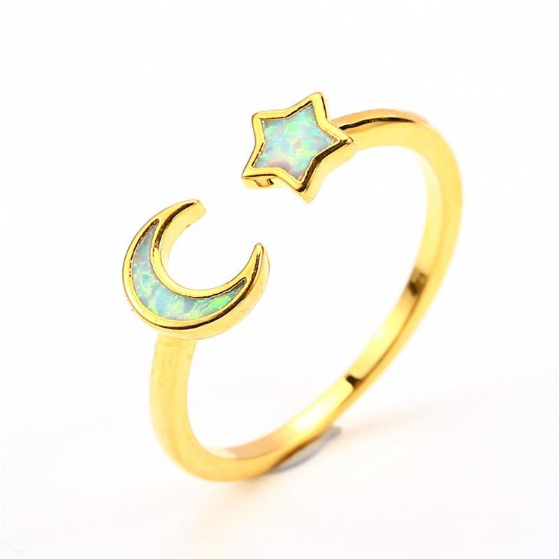 White Gold White Star Moon Open Ring Female, Fashion Retro Adjustable opening
White Gold White Star Moon Open Ring Female, Fashion Retro Adjustable opening