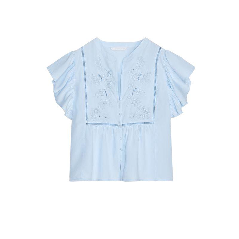 Summer New Product Women s Clothes French Hollow Embroider Laminated Decoration Lapel Short Sleeve Casual Shirt 8574023 Light Blue L
Summer New Product Women s Clothes French Hollow Embroider Laminated Decoration Lapel Short Sleeve Casual Shirt 8574023 Light Blue L