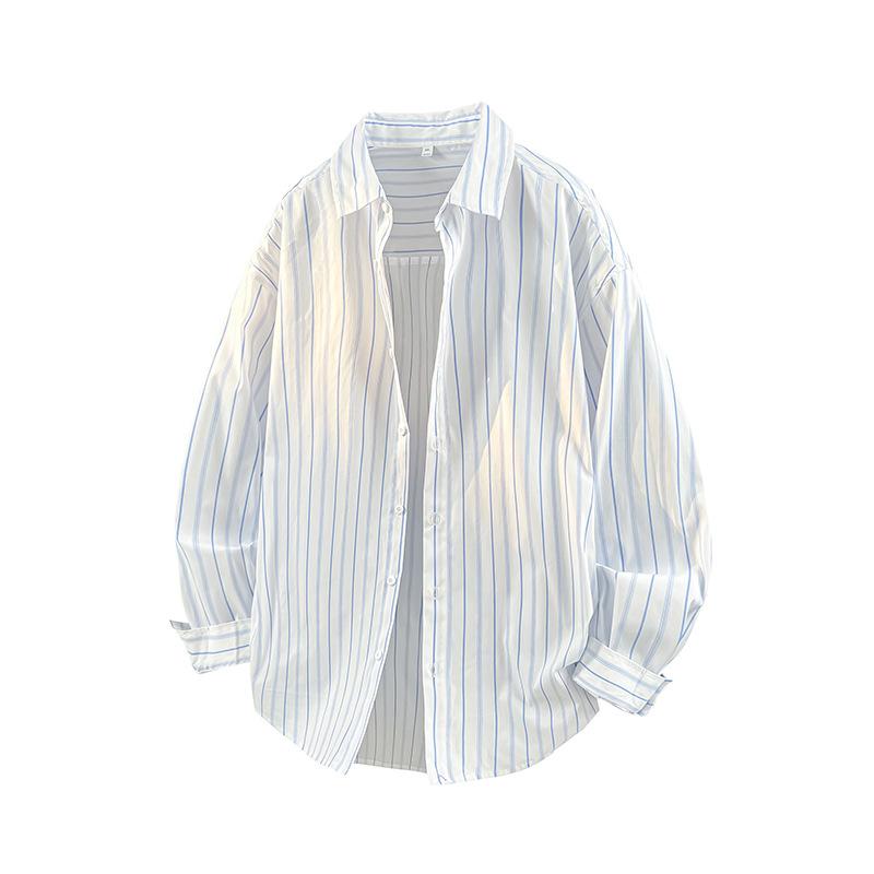 Spring and Summer Contrasting Striped Lapel Shirt, Men s Retro Loose Casual Cardigan Shirt XXL синій
Spring and Summer Contrasting Striped Lapel Shirt, Men s Retro Loose Casual Cardigan Shirt XXL синій