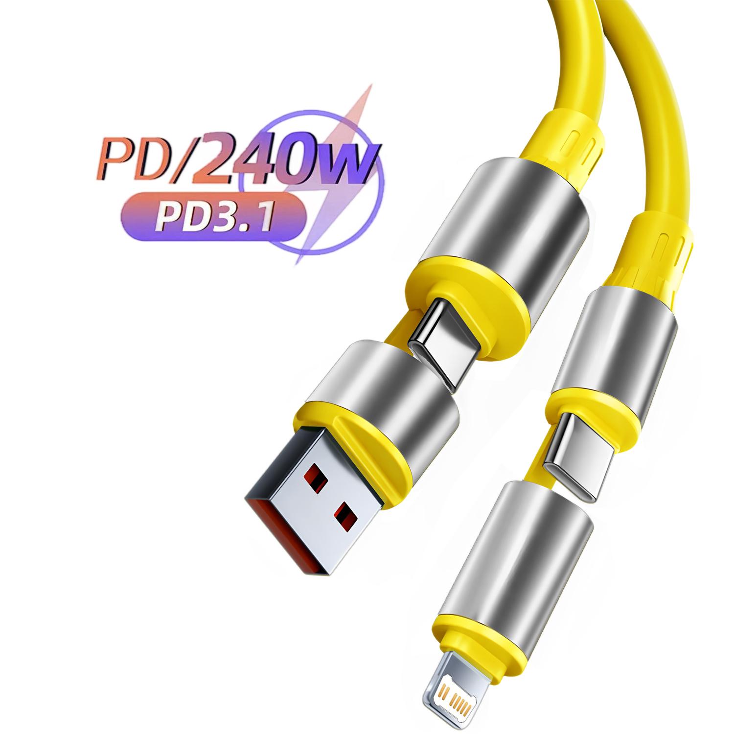 240W 4-in-1 Fast Charging Data Cable Type-C To Type-C Cable For iPhone Samsung Huawei Xiaomi Oppo iphone 1m жёлтый
240W 4-in-1 Fast Charging Data Cable Type-C To Type-C Cable For iPhone Samsung Huawei Xiaomi Oppo iphone 1m жёлтый