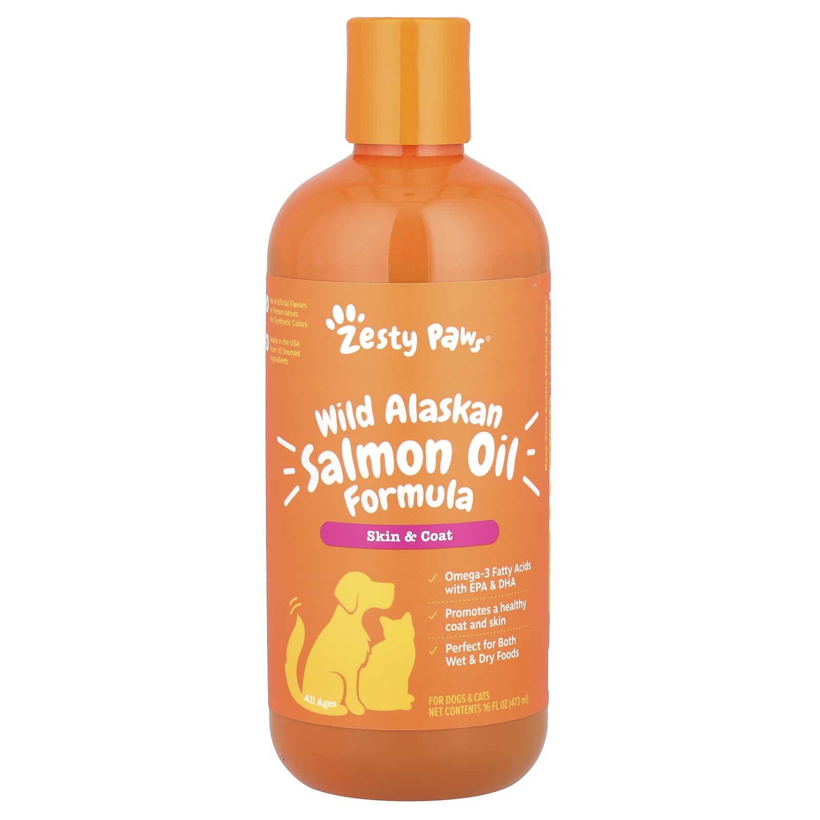 Zesty Paws, Формула с маслом дикого аляскинского лосося, для собак и кошек, для всех возрастов, 16 жидких унций (473 мл)
Zesty Paws, Формула с маслом дикого аляскинского лосося, для собак и кошек, для всех возрастов, 16 жидких унций (473 мл)