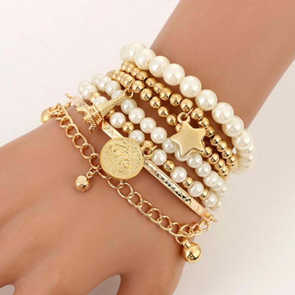 6 Pcs New Fashion Imitation Pearl Retro Bracelet Coin Six-piece Jewelry Multi-layer Elastic Fashion Bracelet
6 Pcs New Fashion Imitation Pearl Retro Bracelet Coin Six-piece Jewelry Multi-layer Elastic Fashion Bracelet