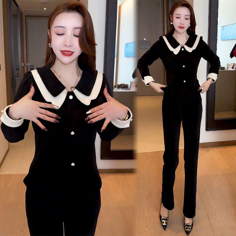 2025 Spring & Autumn Slimming Peter Pan Collar Spliced Long Sleeve Top & Casual Pants Set 4XL (for 145-160 jin)
2025 Spring & Autumn Slimming Peter Pan Collar Spliced Long Sleeve Top & Casual Pants Set 4XL (for 145-160 jin)