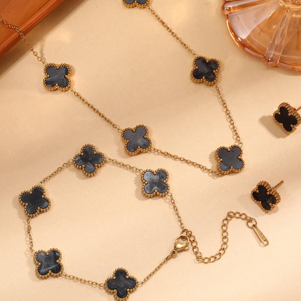 3 шт. титановая сталь не выцветает двухсторонний клевер набор ожерелье женская мода темперамент ключица цепочка браслет комплект серег
3 шт. титановая сталь не выцветает двухсторонний клевер набор ожерелье женская мода темперамент ключица цепочка браслет комплект серег